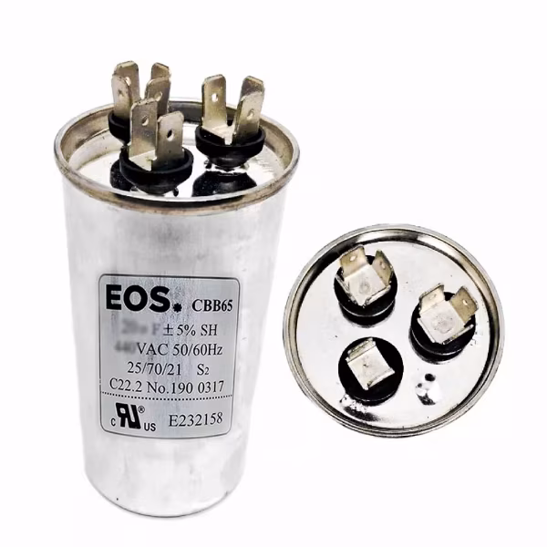 CAPACITOR DUPLO 60+5 MFD 440V C/ TERMINAL 55X110 CORPO ALUMINIO  60+5 MFD 440V C/TERM
