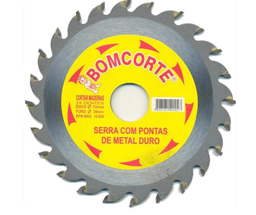 DISCO MADEIRA 24 DENTES PEQUENO 4.3/8X20 BOMCORTE