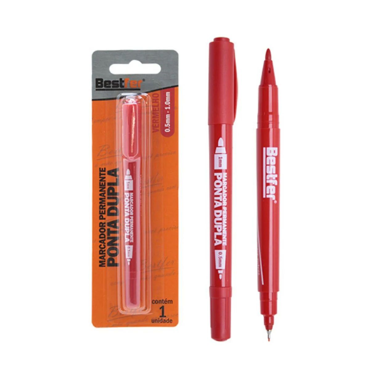 CANETA PERMANENTE PONTA DUPLA VERMELHO BESTFER