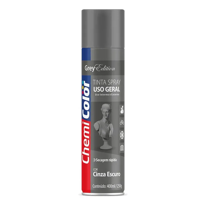 TINTA SPRAY GERAL 400ML CINZA ESCURO CHEMICOLOR