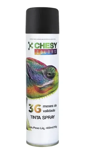 TINTA SPRAY ALTA TEMPERATURA PRETO FOSCO 400ML/210G CHESY