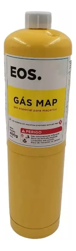 ONU 1077 PROPILENO CLASSE RISCO 2,1 GAS MAP MARCA EOS - MAP 400G AMARELO