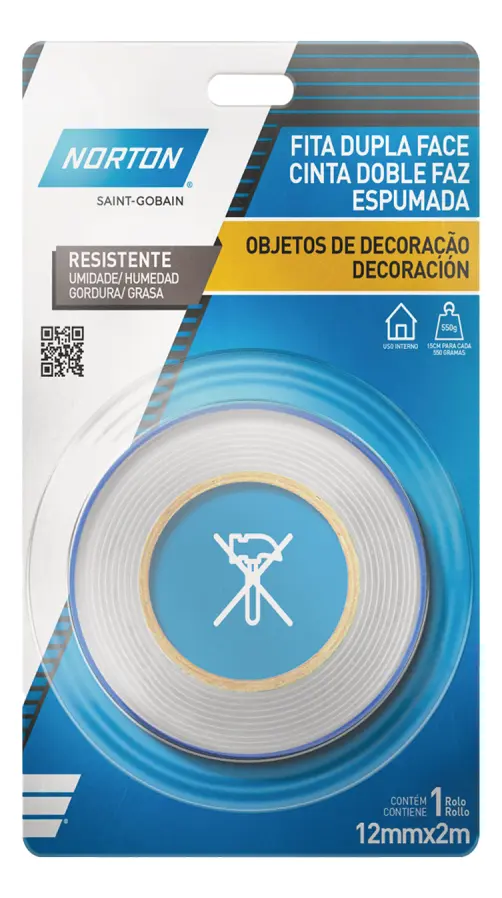 FITA DUPLA FACE 12MMX2M NORTON