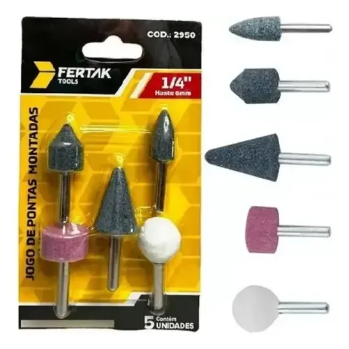 JOGO PEDRA DE MOAGEM 5PC 1/4 FERTAK