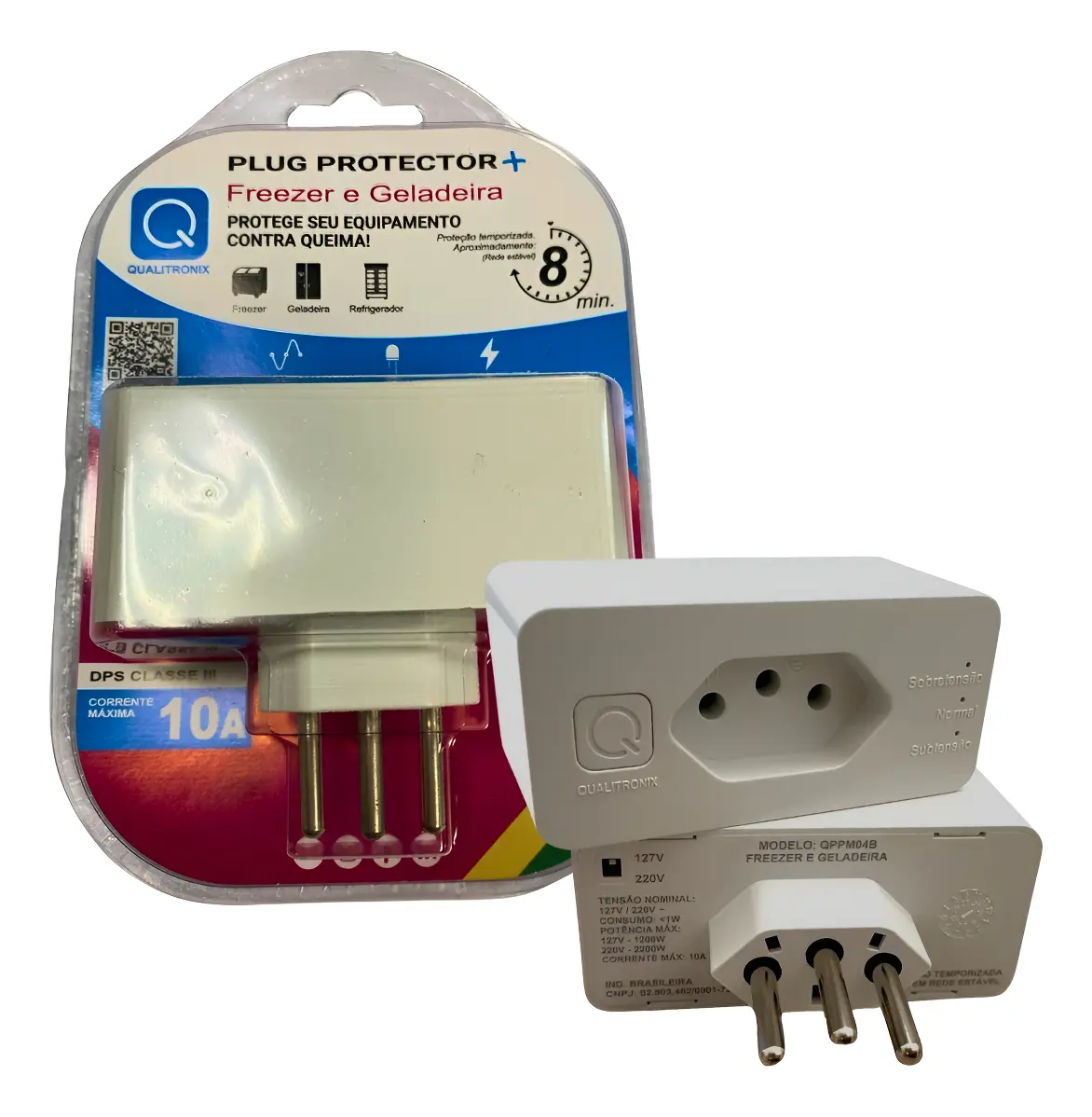 PROTE RAIO (PINO PROTETOR) 10A BRANCO 3PINOS QUALITRONIX