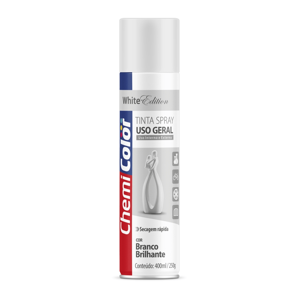 TINTA SPRAY GERAL 250ML BRANCO BRILHO CHEMICOLOR